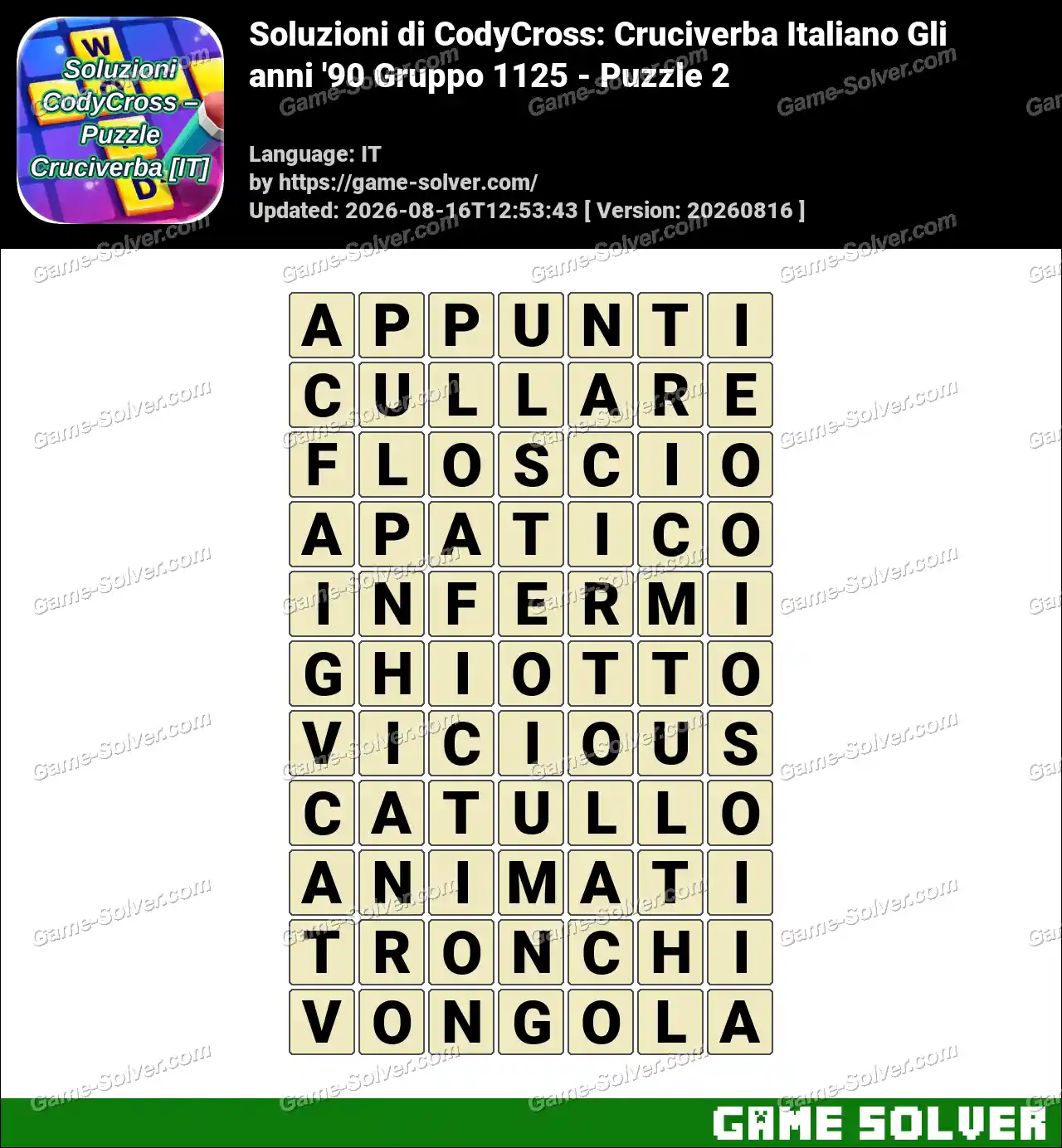Soluzioni di CodyCross: Cruciverba Italiano Gli anni ’90 Gruppo 1125 – Puzzle 2